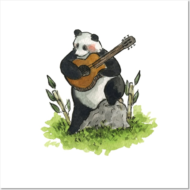 Panda Guitarrist Watercolour Design Wall Art by Carlotta Mascolo Art